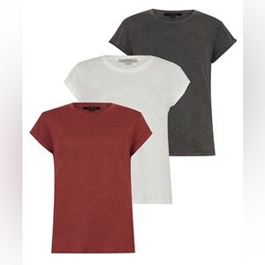 AllSaints Anna Tee 3 Pack in multi/bordeaux